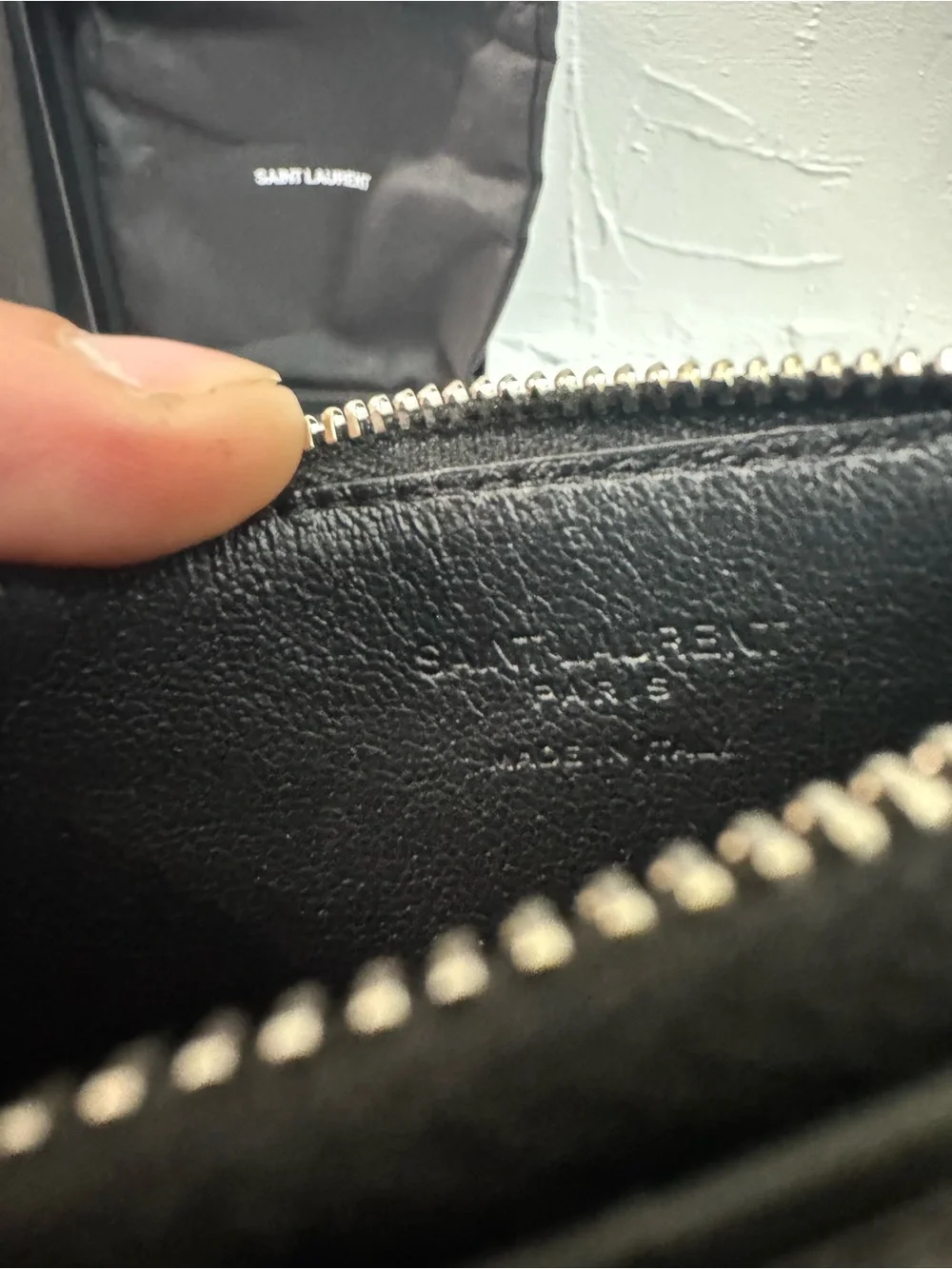 Saint Laurent Black Leather Cardholder with Zip Pocket